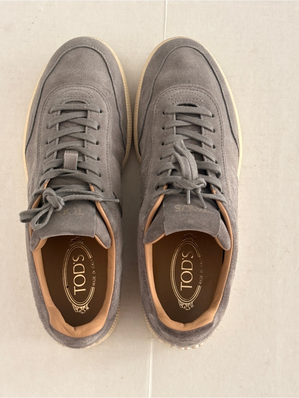 TOD’S Men's Tabs Suede Grey Low-Top Sneakers US 9 Made in Italy - Picture 7 of 12